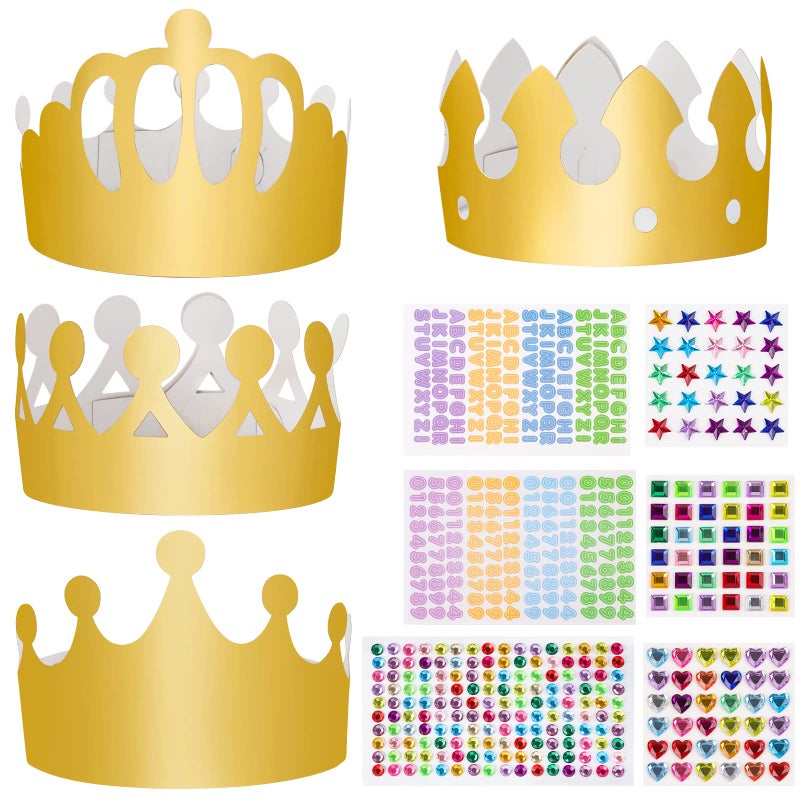 Fowecelt Party Hats Paper Crown Kids - Paper Crowns for Kids, Birthday Party Hats for Adults, Gold Crown Crafts for Boys Girls, DIY Crown Kit for Children Decoration - Image 1