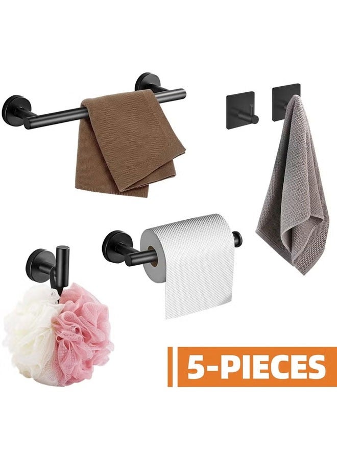 BOUND MOAT 5 Pieces Bathroom Hardware Set Include 16-Inch Bath Towel Bar,Toilet Paper Holder & 3 Packs Towel Hooks Stainless Steel Space Saving Towel Racks for Home,Bathroom, Kitchen  - Image 1