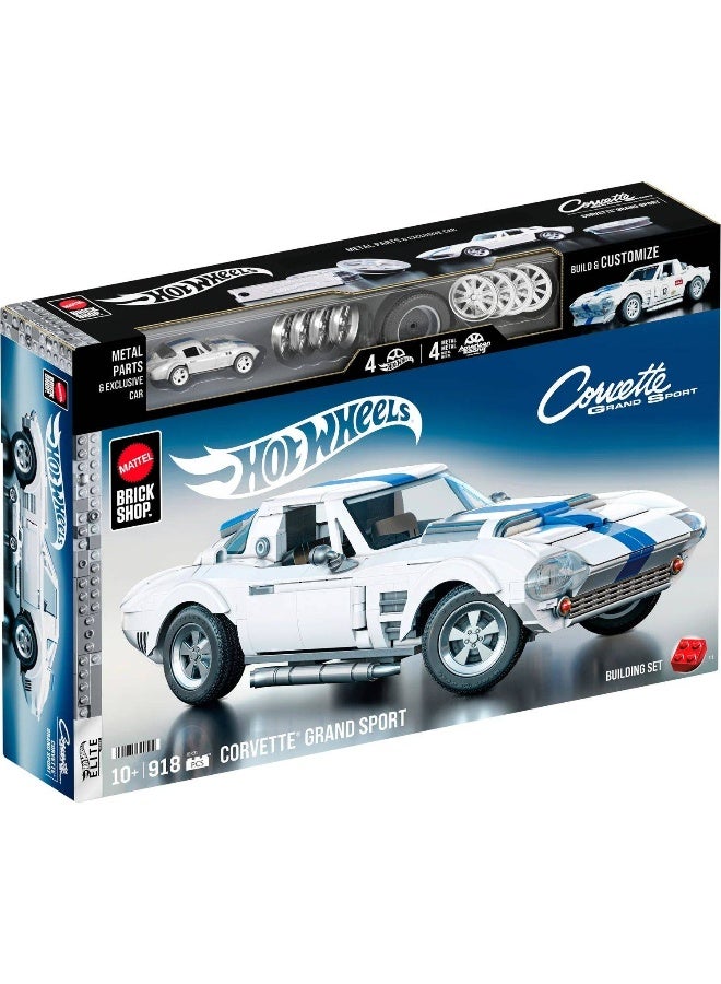 Hot Wheels مجموعة بناء ماتيل بريك شوب هوت ويلز كورفيت غراند سبورت (1:16، 918 قطعة) - Image 1