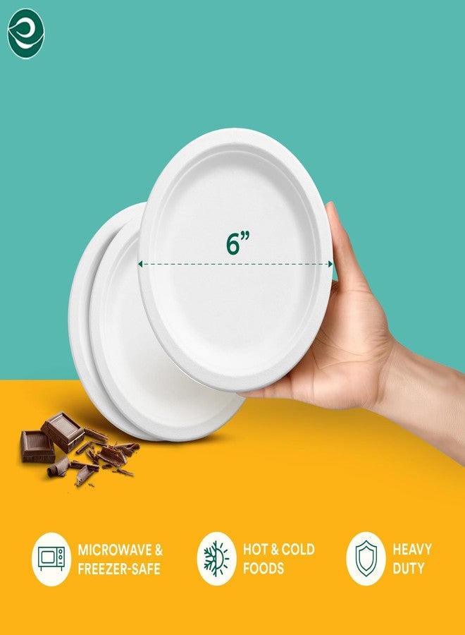 ECO SOUL [ 6 Inch, 100 Count ] Disposable Bagasse Plates | Eco-Friendly, Biodegradable, Sugarcane Paper Plates | for Serving Dinner | Birthday, Wedding & Party - Image 3