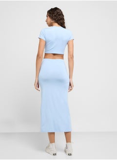 Ginger Fitted Crew Neck T-Shirt & Maxi Skirt Set  - Image 2