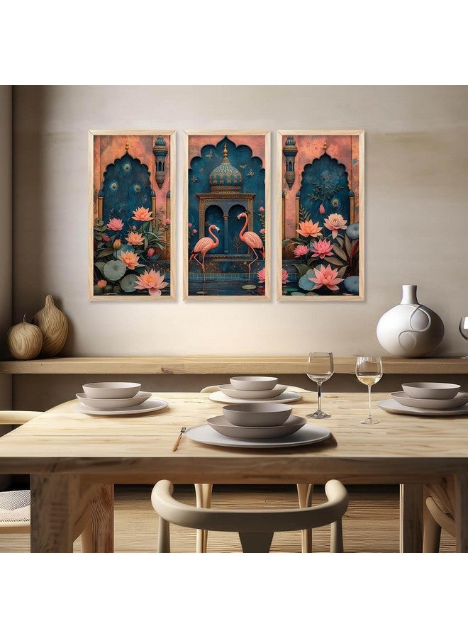 walllane- Traditional Indian Art Pichwai Home Décor Paintings | Wall Hanging Frames | Painting for wall Decoration Set of 3 (10x19 inch, F) - Image 4