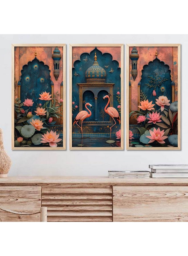 walllane- Traditional Indian Art Pichwai Home Décor Paintings | Wall Hanging Frames | Painting for wall Decoration Set of 3 (10x19 inch, F) - Image 1