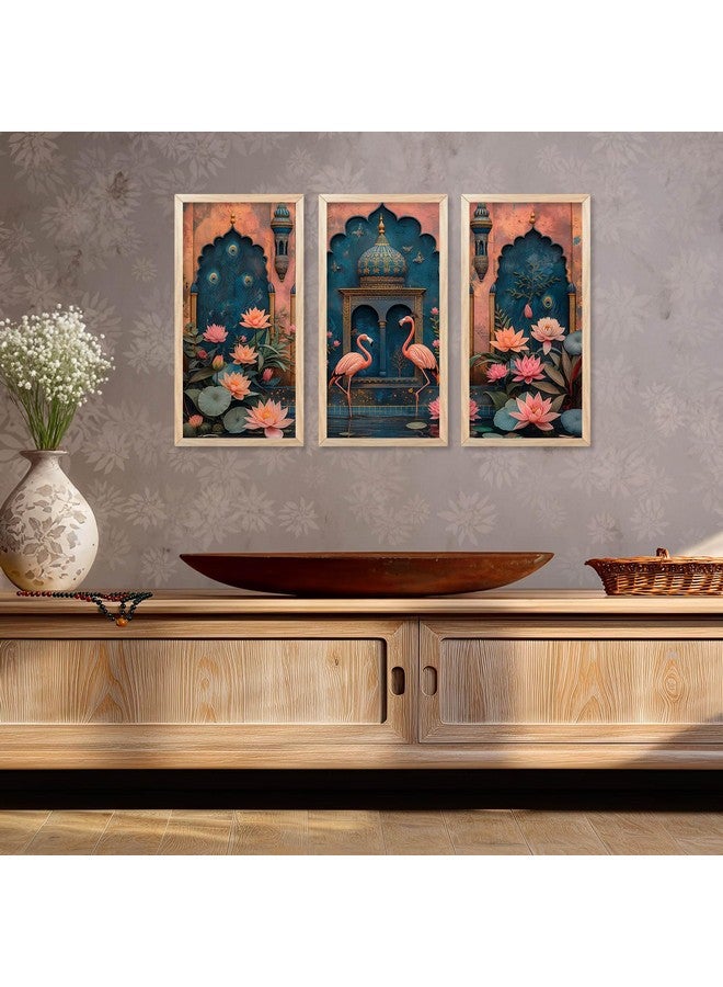 walllane- Traditional Indian Art Pichwai Home Décor Paintings | Wall Hanging Frames | Painting for wall Decoration Set of 3 (10x19 inch, F) - Image 5