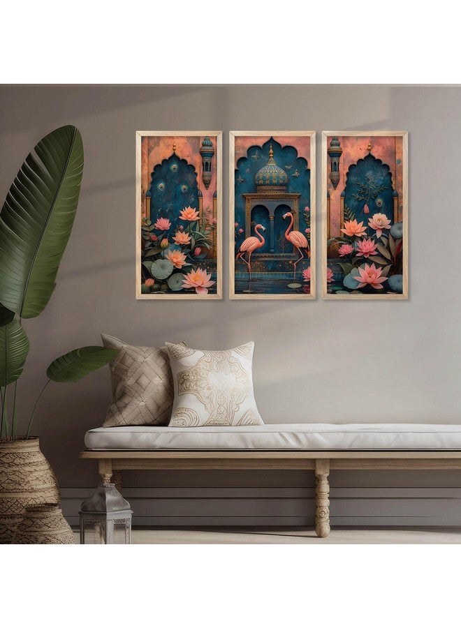 walllane- Traditional Indian Art Pichwai Home Décor Paintings | Wall Hanging Frames | Painting for wall Decoration Set of 3 (10x19 inch, F) - Image 3