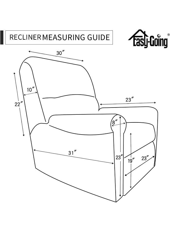 Easy-Going EasyGoing 4 Pieces Microfiber Stretch Recliner Slipcover  Spandex Soft Fitted Sofa Couch Cover Washable Furniture Protector with Elastic Bottom for Kids PetRecliner Peacock Blue - Image 2