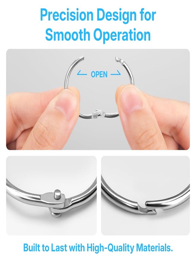 OWLKELA 1 Inch Binder Rings (50 Pack), Nickel-Plated Metal Rings, Includes Key Ring Clip and Hole Puncher, Key Rings Great for DIY Projects, File Organization and Crafts - Image 4