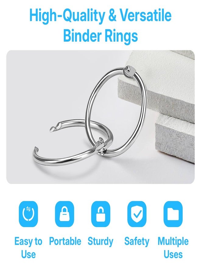 OWLKELA 1 Inch Binder Rings (50 Pack), Nickel-Plated Metal Rings, Includes Key Ring Clip and Hole Puncher, Key Rings Great for DIY Projects, File Organization and Crafts - Image 3