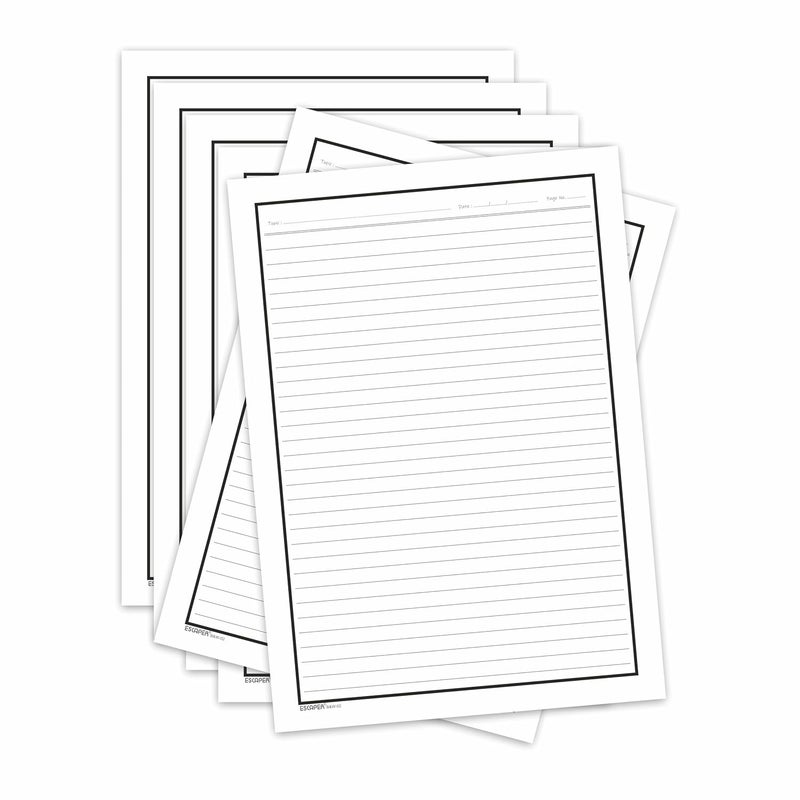 ESCAPER One Side Ruled A4 Sheets with Elegant Borders, 90 GSM White Paper for Writing, Projects, Office & School Use, Border Ruled Paper Sheets for Assignments, Notes & Printing - Image 1