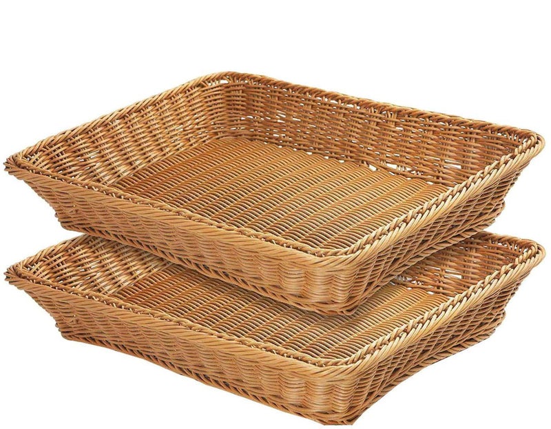 Teng Lang 158 Fruit Baskets Wicker Bread Basket Woven Tabletop Food Fruit Vegetables Serving Restaurant Serving BasketBrown2 PACKS