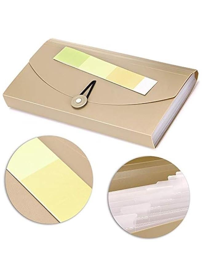 Generic Z-special 13 Pocket File Folder Small Accordion Binder Expandable Plastic File Case Expanding File  for Organizing Wallet Organizer for Receipts Checks Cards Tax Item Document Holder (Khaki)  - Image 2