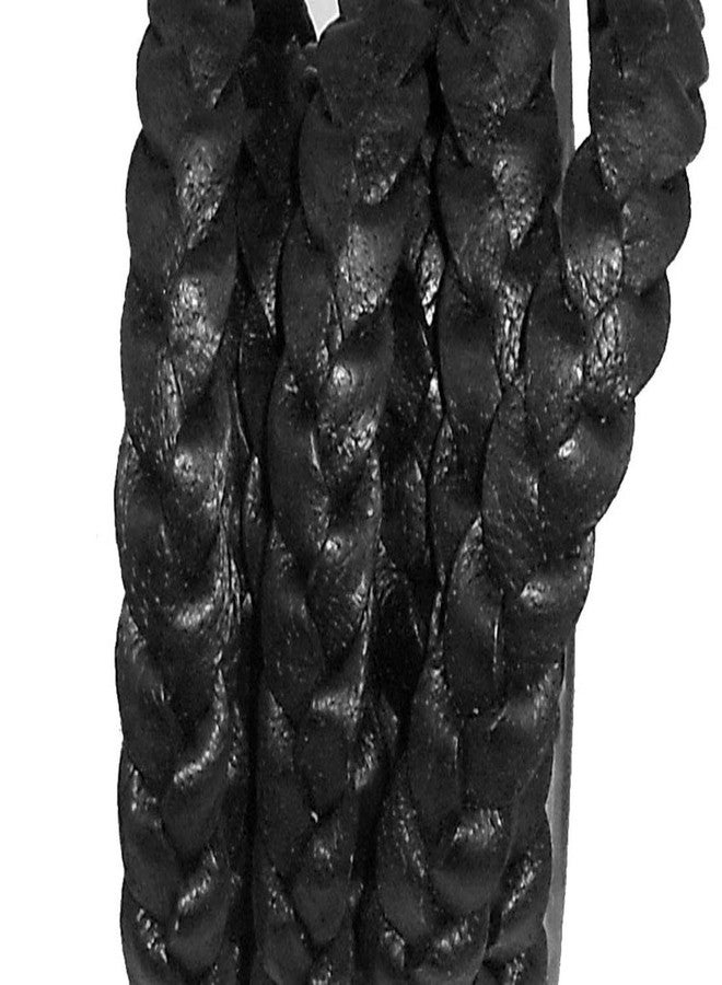 Cords Craft, Leather Bracelet Cords, 10mm 3 Ply Flat Braided Genuine Leather String Cord for Jewelry Making, Crafts and Hobby Projects, Black Vintage Color, Hand Braided, Roll of 2 Meters - Image 1