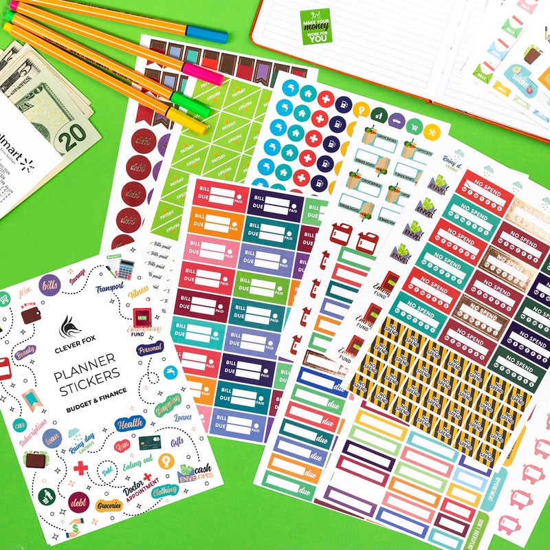 Clever Fox Budget Stickers by Clever Fox - 18 Sheets Set of 1030+ Unique Budget Planner Stickers for Your Monthly, Weekly & Daily Planner, Budget Planner, Calendar or Journal, Budget Sticker Book (Budget Pack) - Image 4