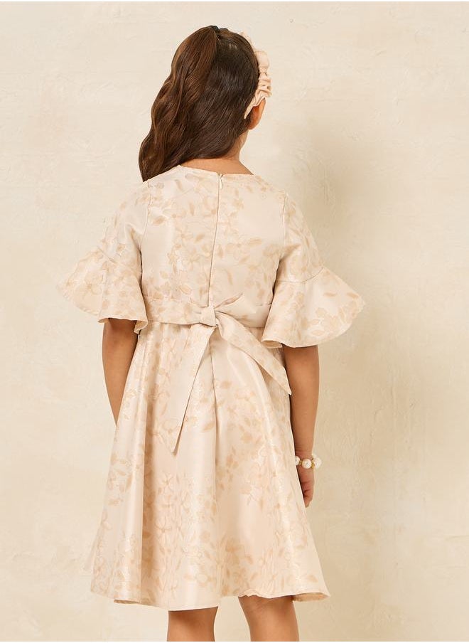 Styli Jacquard Bell Sleeve Dress  - Image 4
