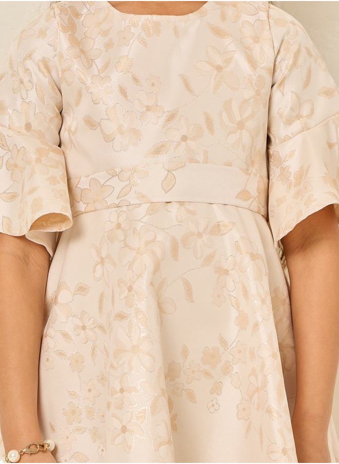 Styli Jacquard Bell Sleeve Dress  - Image 3