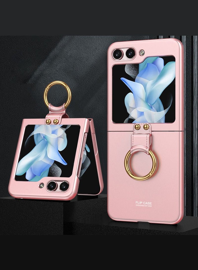 GKK Samsung Galaxy Z Flip 5 case, Z Flip 5 Screen Protector with ring case, shockproof ultra-thin hard PC+PU Back Cover with bracket protective cover for Galaxy Z Flip 5 5G - Image 2