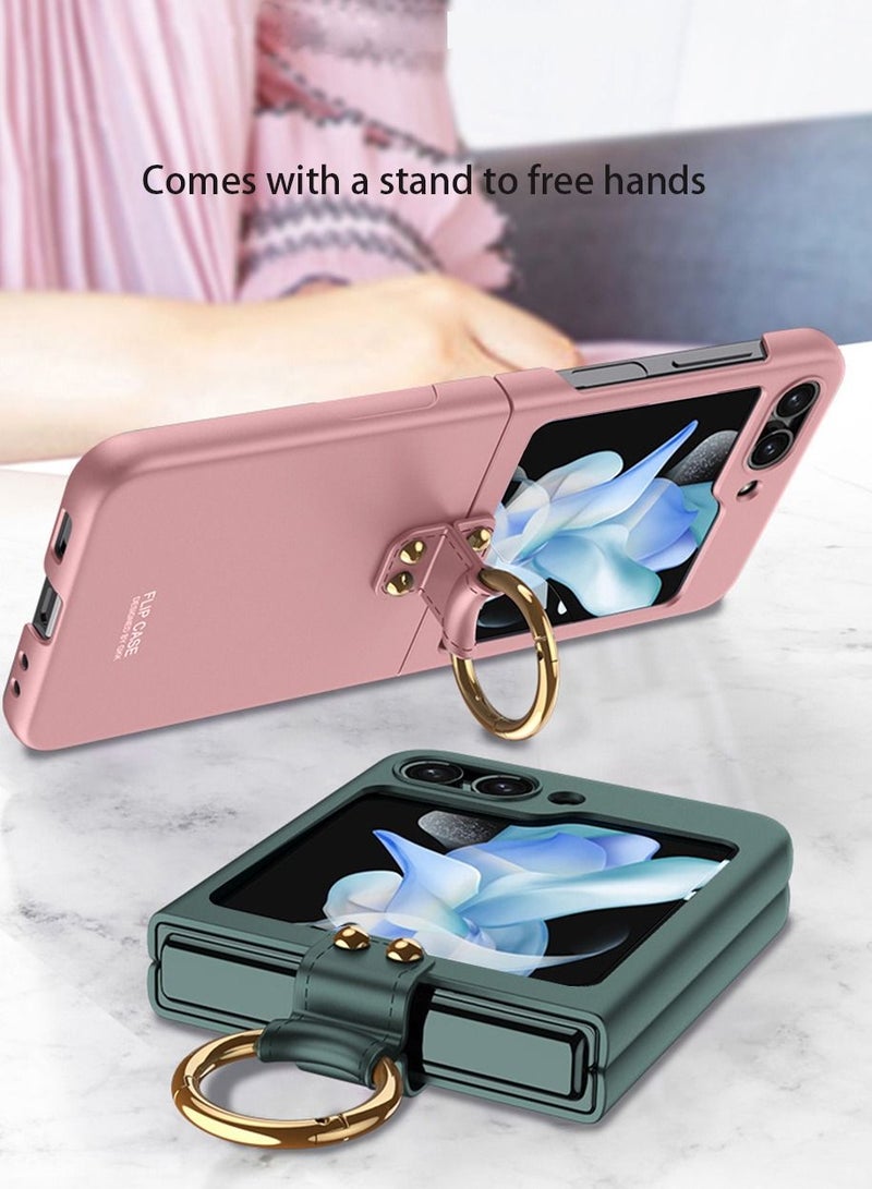 GKK Samsung Galaxy Z Flip 5 case, Z Flip 5 Screen Protector with ring case, shockproof ultra-thin hard PC+PU Back Cover with bracket protective cover for Galaxy Z Flip 5 5G - Image 5