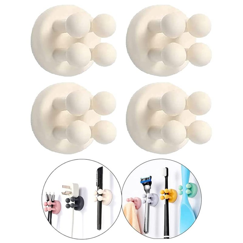 Defrko Silicone Toothbrush Holders - 4 Pcs Razor Hooks Adhesive Wall Mounted for Hanging Towel Key Plug Cable, Utility Decor Stick to Dorm Room Essentials Function for Kitchen Bathroom Home Office - Image 1