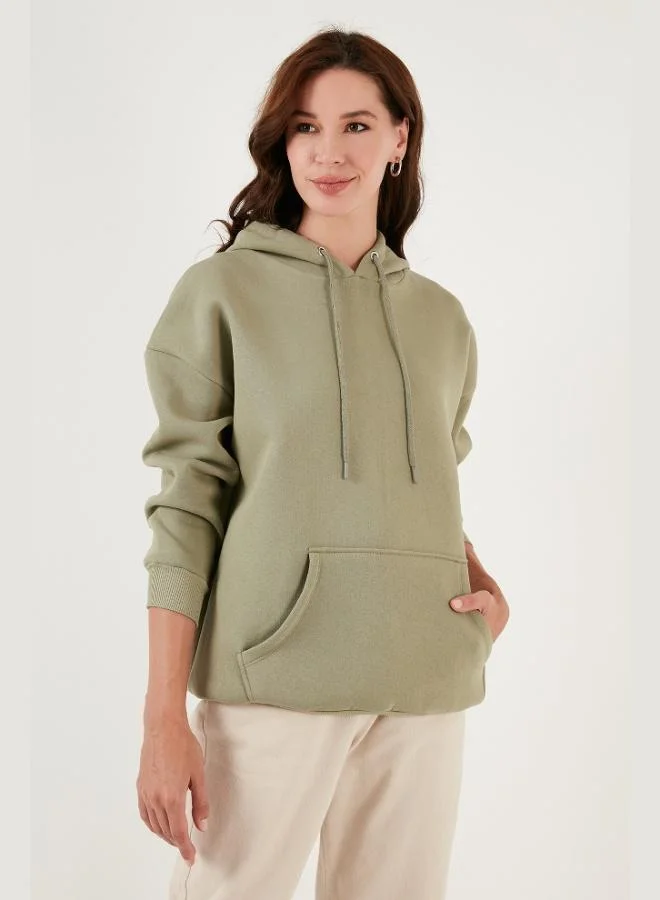 ليلا ليلا سويت شيرت نسائي شتوي بقلنسوة قطن بقصة عادية