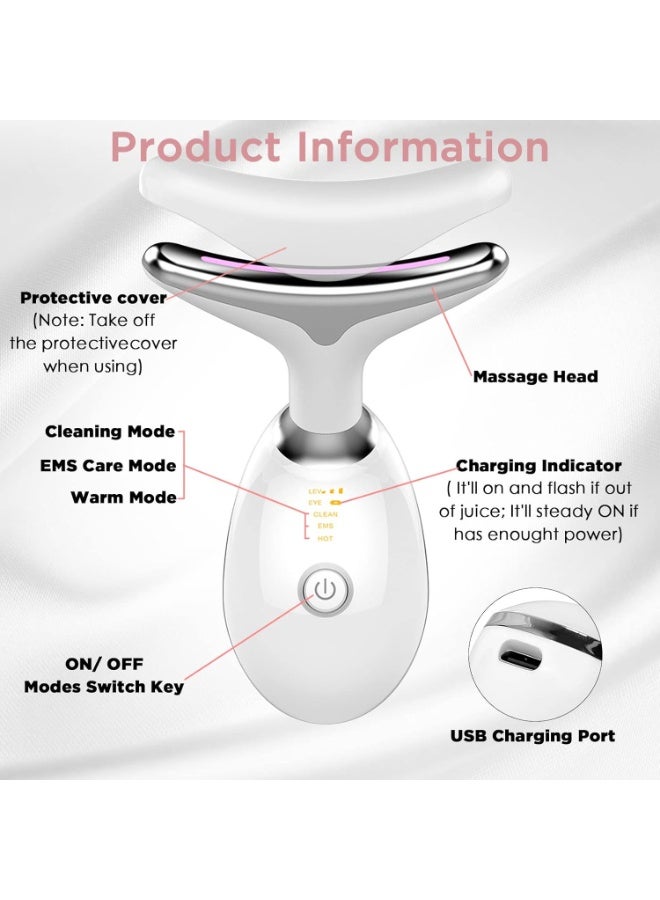 جهاز تدليك الوجه والرقبة المضاد للتجاعيد، جهاز نحت الوجه 4 في 1 للنساء، أداة محمولة للعناية بالبشرة لتقليل الذقن المزدوجة مع حرارة 45±5 درجة مئوية و3 أوضاع تدليك لتحسين البشرة وشدها وتنعيمها - Image 5