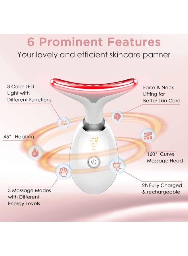 جهاز تدليك الوجه والرقبة المضاد للتجاعيد، جهاز نحت الوجه 4 في 1 للنساء، أداة محمولة للعناية بالبشرة لتقليل الذقن المزدوجة مع حرارة 45±5 درجة مئوية و3 أوضاع تدليك لتحسين البشرة وشدها وتنعيمها - Image 2