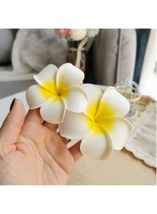NaRaMax 12Pcs 2.4Inch White Foam Hawaiian Frangipani Artificial Plumeria Flower Hat Hair Clips Artificial Clips Hair Accessories For Bridal Wedding Party Beach Vacation Hair Decorations - Image 5
