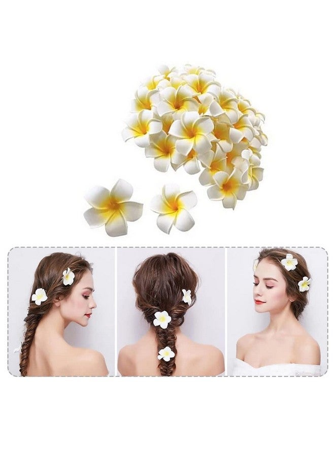 NaRaMax 12Pcs 2.4Inch White Foam Hawaiian Frangipani Artificial Plumeria Flower Hat Hair Clips Artificial Clips Hair Accessories For Bridal Wedding Party Beach Vacation Hair Decorations - Image 4