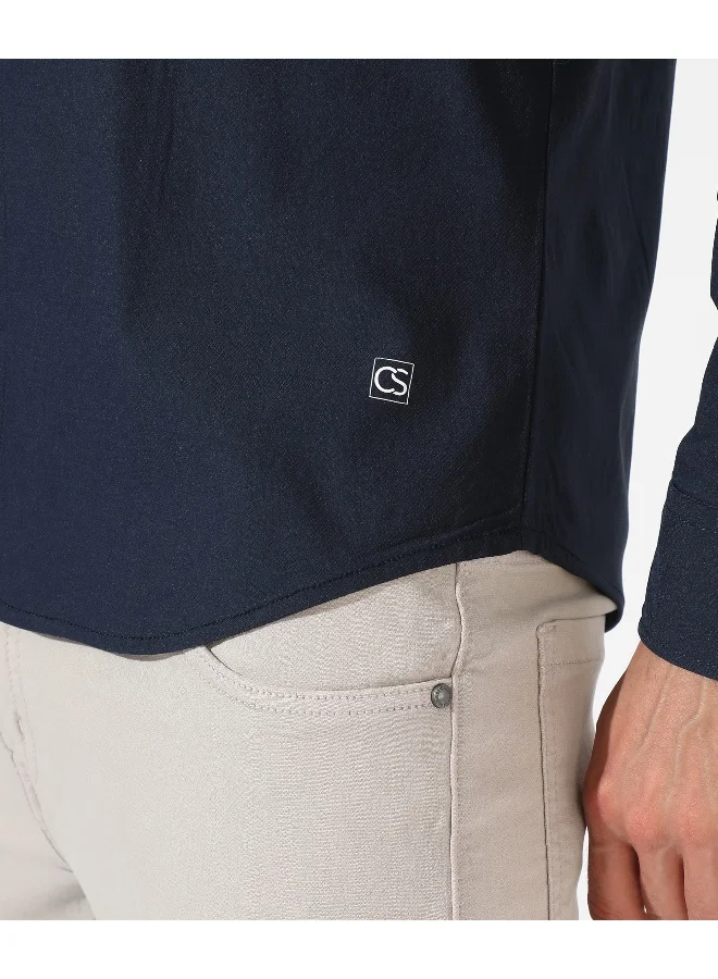 Campus Sutra Men's Solid Navy Blue Regular Fit Casual Shirt