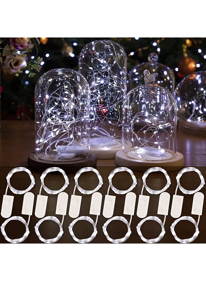 The Bros 12 Pcs LED White Fairy Lights Battery Operated, 7ft 20LED Mini String Lights, Waterproof Firefly Starry Bottle Lights, Ideal for Mason Jar, DIY Wedding, Party, Bedroom, Patio, Vase Centerpieces Decor - Image 1