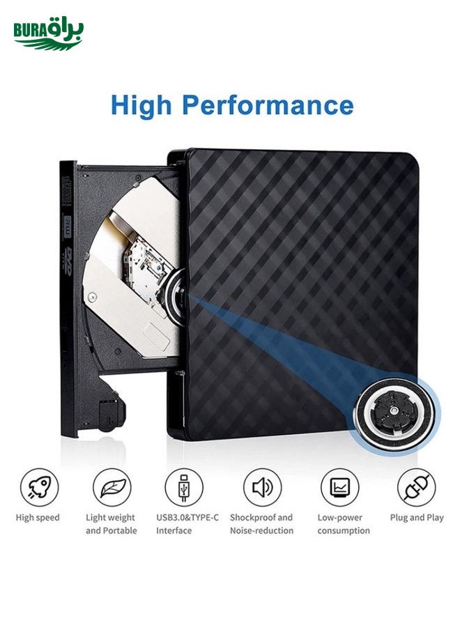 BURAQ BT699 USB / Type-C External Optical Drive Case Laptop DVD Burner Portable Slim Disc Player  - Image 2