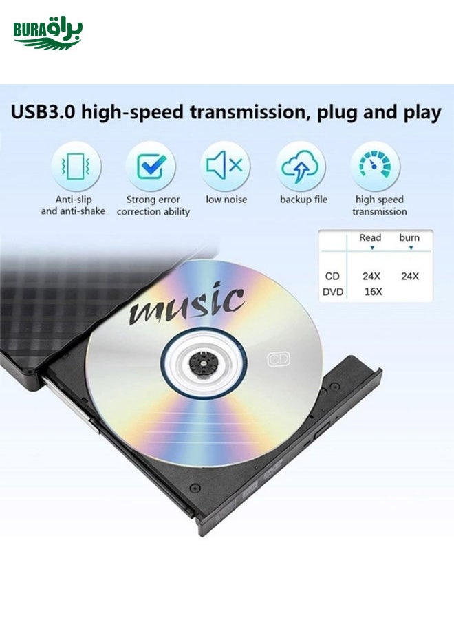 BURAQ BT699 USB / Type-C External Optical Drive Case Laptop DVD Burner Portable Slim Disc Player  - Image 3