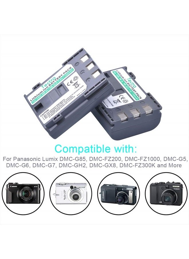 Tectra 2-Pack NB-2L NB-2LH Battery + Rapid LCD Display USB Charger for Canon PowerShot G7 G9 S30 S40 S45 S50 S60 S70 S80 DC410 DC420 VIXIA HF R10 HF R100 HF R11 EOS 350D 400D Digital Rebel XT XTi - Image 2