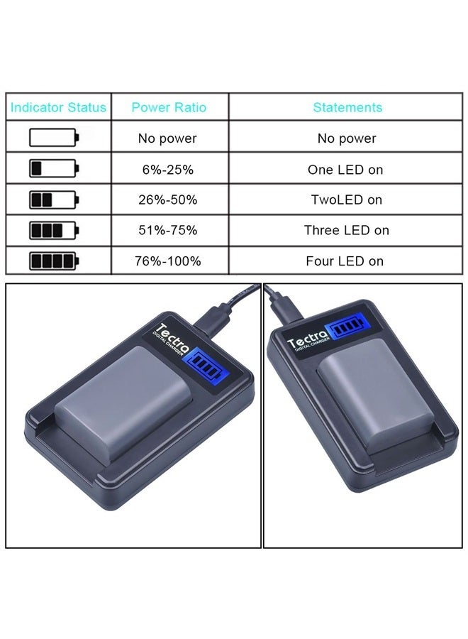 Tectra 2-Pack NB-2L NB-2LH Battery + Rapid LCD Display USB Charger for Canon PowerShot G7 G9 S30 S40 S45 S50 S60 S70 S80 DC410 DC420 VIXIA HF R10 HF R100 HF R11 EOS 350D 400D Digital Rebel XT XTi - Image 3