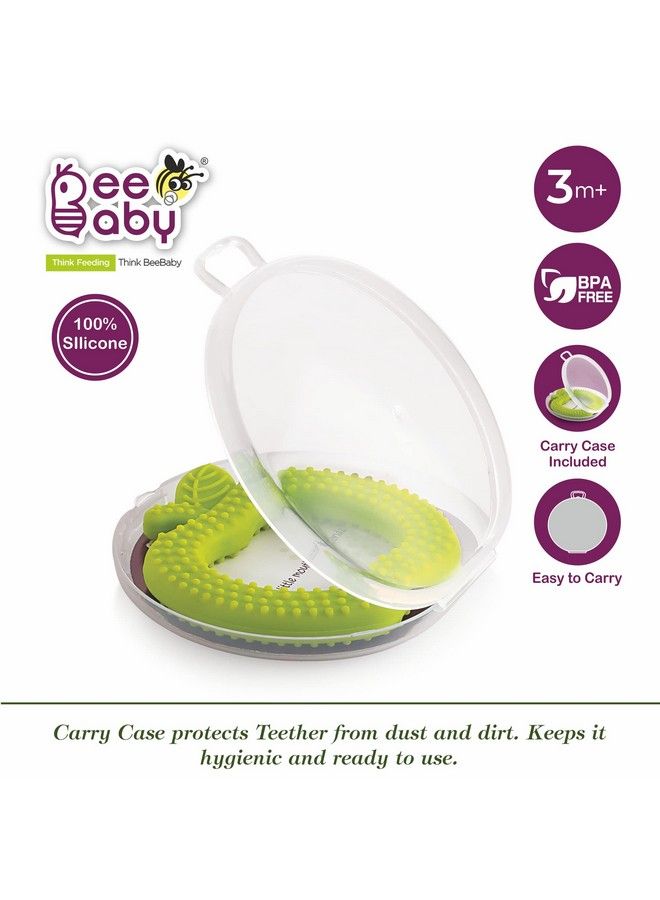 Beebaby Apple Fruit Shape Soft Silicone Teether For 3 6 Months With Carrying Case Bpa Free Teething Toy For Babies With Textured Surface For Soothing Gums. 100% Food Grade (Apple Green) - Image 3