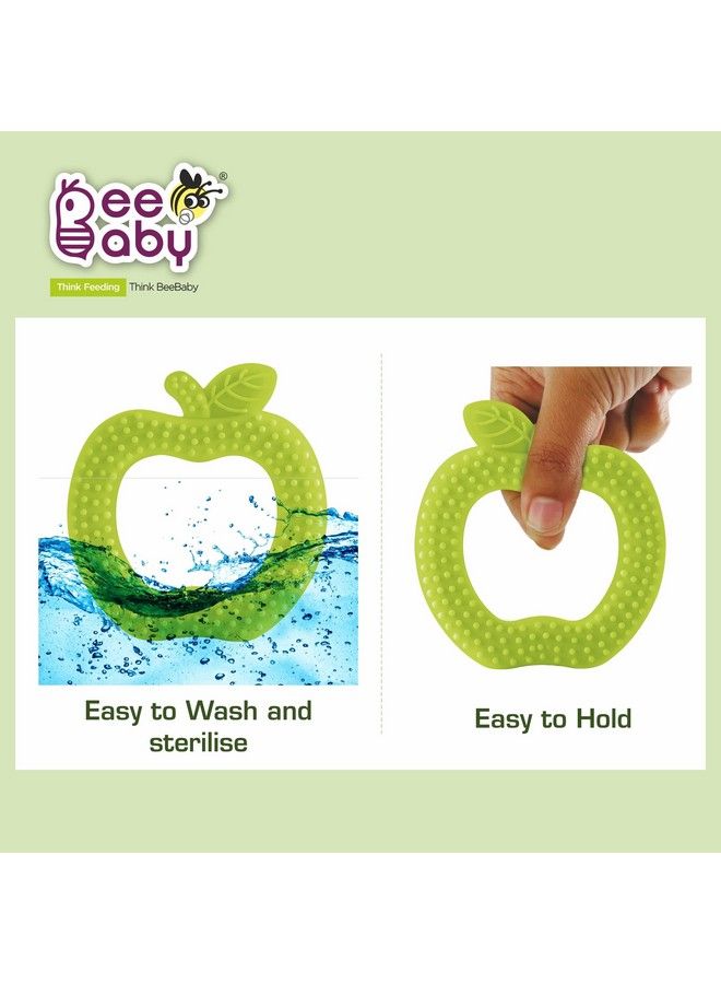 Beebaby Apple Fruit Shape Soft Silicone Teether For 3 6 Months With Carrying Case Bpa Free Teething Toy For Babies With Textured Surface For Soothing Gums. 100% Food Grade (Apple Green) - Image 5
