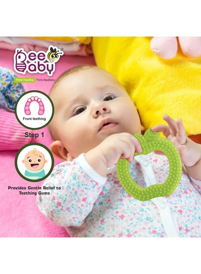 Beebaby Apple Fruit Shape Soft Silicone Teether For 3 6 Months With Carrying Case Bpa Free Teething Toy For Babies With Textured Surface For Soothing Gums. 100% Food Grade (Apple Green) - Image 4