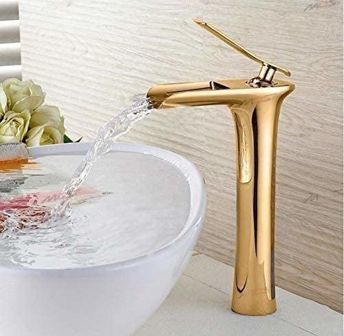 Marcoware Brass U2212 Antique Single Lever Basin Mixer with Hot Cold Connection Hoses Gold Polished Finish - Image 1