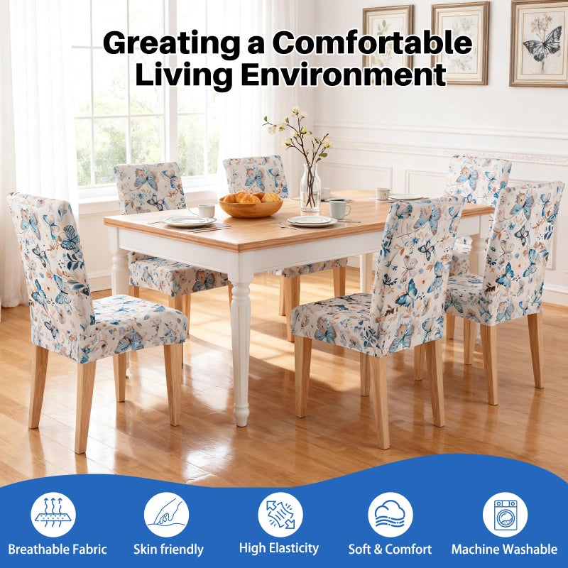 Dioxide High Stretch Chair Covers for Dining Chairs, Washable Dining Chair Covers Set of 6, Soft Kitchen Chairs Seat Covers, Parsons Chair Slipcovers Protectors for Home Hotel Restaurant Banquet - Image 2