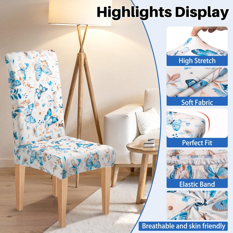 Dioxide High Stretch Chair Covers for Dining Chairs, Washable Dining Chair Covers Set of 6, Soft Kitchen Chairs Seat Covers, Parsons Chair Slipcovers Protectors for Home Hotel Restaurant Banquet - Image 5
