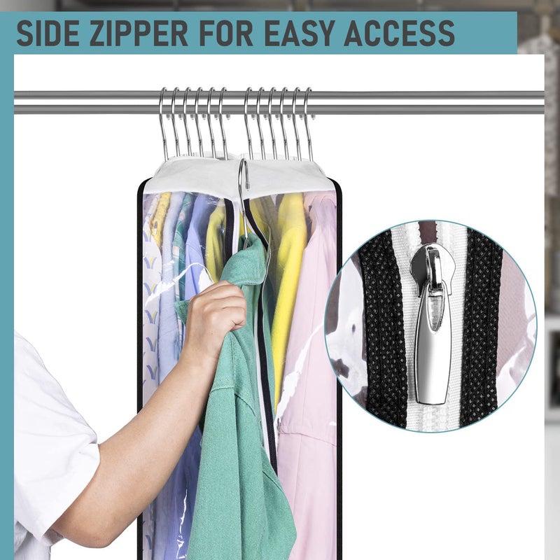 MISSLO 10" Gusseted All Clear Garment Bags for Hanging Clothes 60" Dress Bags for Gowns Long Fur Coat Closet Storage Covers, 3 Packs - Image 4