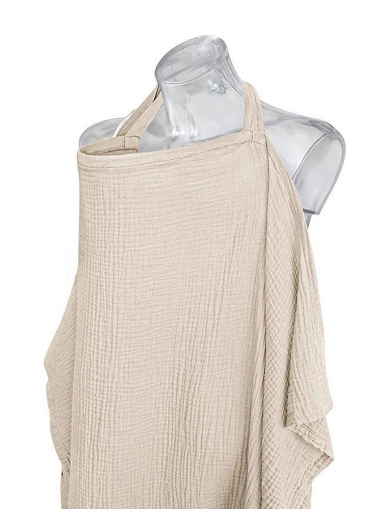 RATSAW Muslin Nursing Cover for Baby Breastfeeding  Breathable 100% Cotton Breastfeeding Cover with Rigid Hoop for Mother Nursing Apron Multi-use Carseat Canopy Khaki  - Image 4