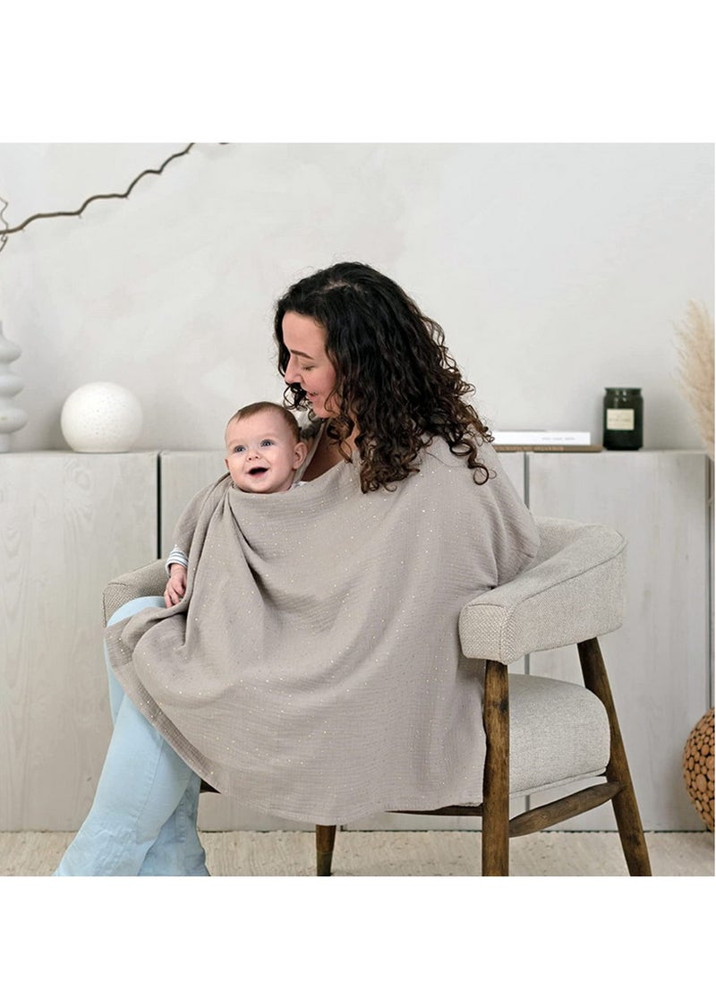 RATSAW Muslin Nursing Cover for Baby Breastfeeding  Breathable 100% Cotton Breastfeeding Cover with Rigid Hoop for Mother Nursing Apron Multi-use Carseat Canopy Khaki  - Image 2