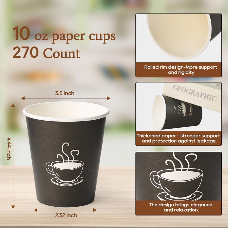 TV TOPVALUE 10 oz Paper Cups, 270 Count, Disposable Coffee Cups for Water, Juice or Tea, Perfect for Office Parties or Events - Image 2