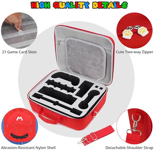 PONYRC Mario Carrying Case for Nintendo Switch 2 (2025), Large All in One Hard Travel Case with Game Card Slots, Portable Full Protection Carry Bag for Switch 2 Console, Pro Controller and Accessories - Image 3