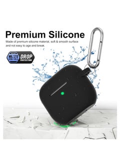 Aookay For Apple Airpod 4/Airpods 4th Generation/Airpod 4th Gen Case Cover with Keychain, Full Protective Silicone Case Accessories , Front LED Visible (Black)  - Image 3