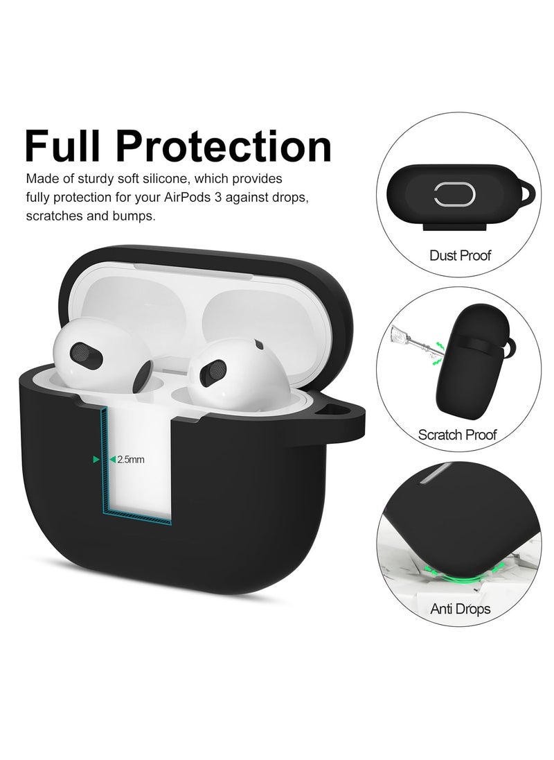 Aookay - For Apple Airpod 4/Airpods 4th Generation/Airpod 4th Gen Case Cover with Keychain, Full Protective Silicone Case Accessories , Front LED Visible (Black) - Image 1