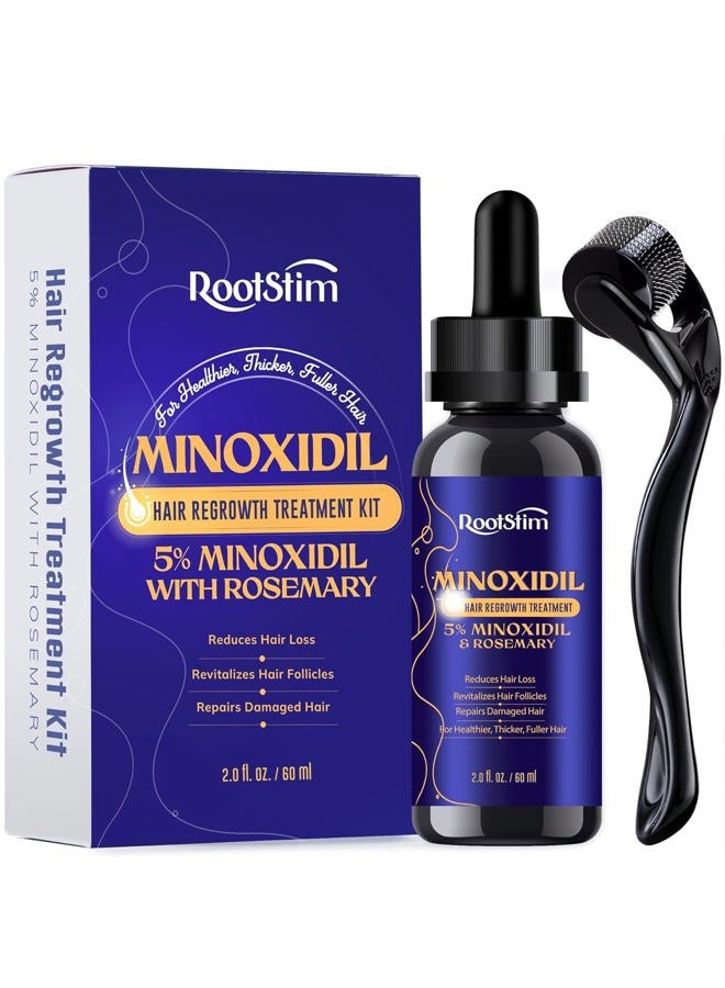 RootStim 5% Minoxidil Hair Growth, Beard Growth Kit for Men and Women: Extra Strength Minoxidil Hair Loss Treatment Serum with Rosemary for Faster Stronger Thicker Hair Growth 2 Fl Oz - Image 1