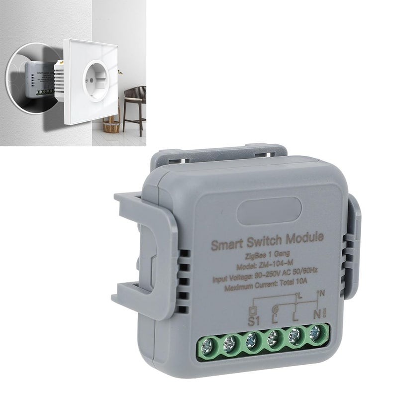 وحدة مفتاح التتابع الذكي لـ Zigbee، 1 مسار AC 90-250 فولت، مادة PC - التحكم عن بُعد وبالصوت، وظيفة التوقيت، تحكم متعدد - ربط للتحكم لتحويل المنزل الذكي - Image 3