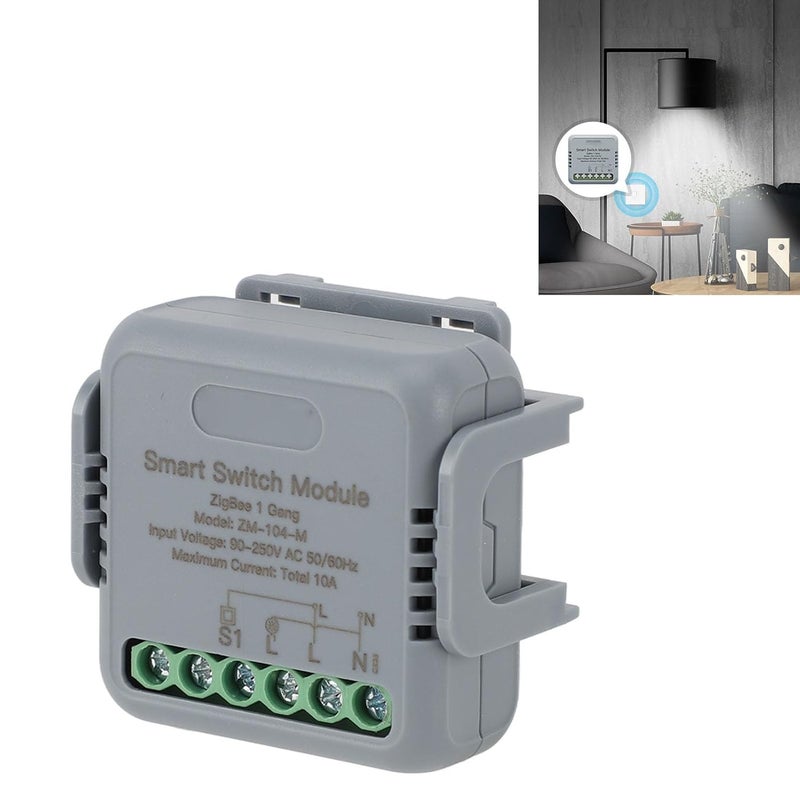 وحدة مفتاح التتابع الذكي لـ Zigbee، 1 مسار AC 90-250 فولت، مادة PC - التحكم عن بُعد وبالصوت، وظيفة التوقيت، تحكم متعدد - ربط للتحكم لتحويل المنزل الذكي - Image 2