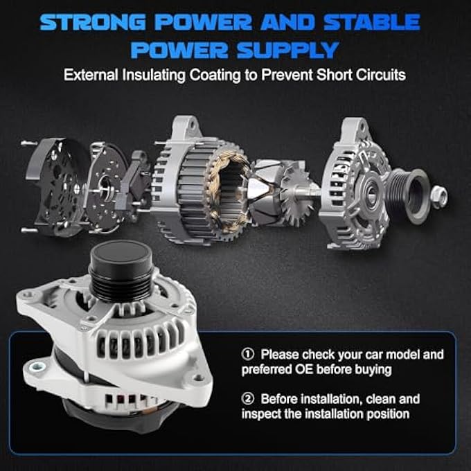 YOMALL Alternator 11519 100Amp 4-Groove Decoupler Pulley for 2010-2011 Camry 2.5L L4 Vehicle Alternator 11516 11516N 27060-0V060 104210-2650 2706036050 104210-2630 AL3367X - Image 5